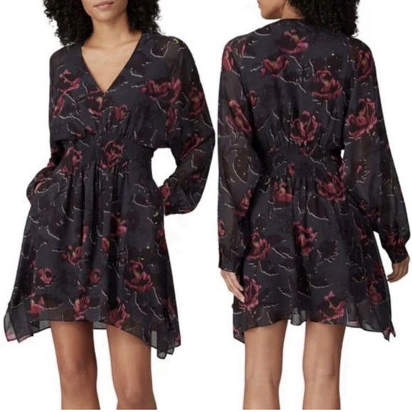All Saints Dresses & Skirts - Brand New All Saints Black and Pink Floral Dress